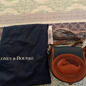Dooney & Bourke Green and Brown Leather Saddle Bag